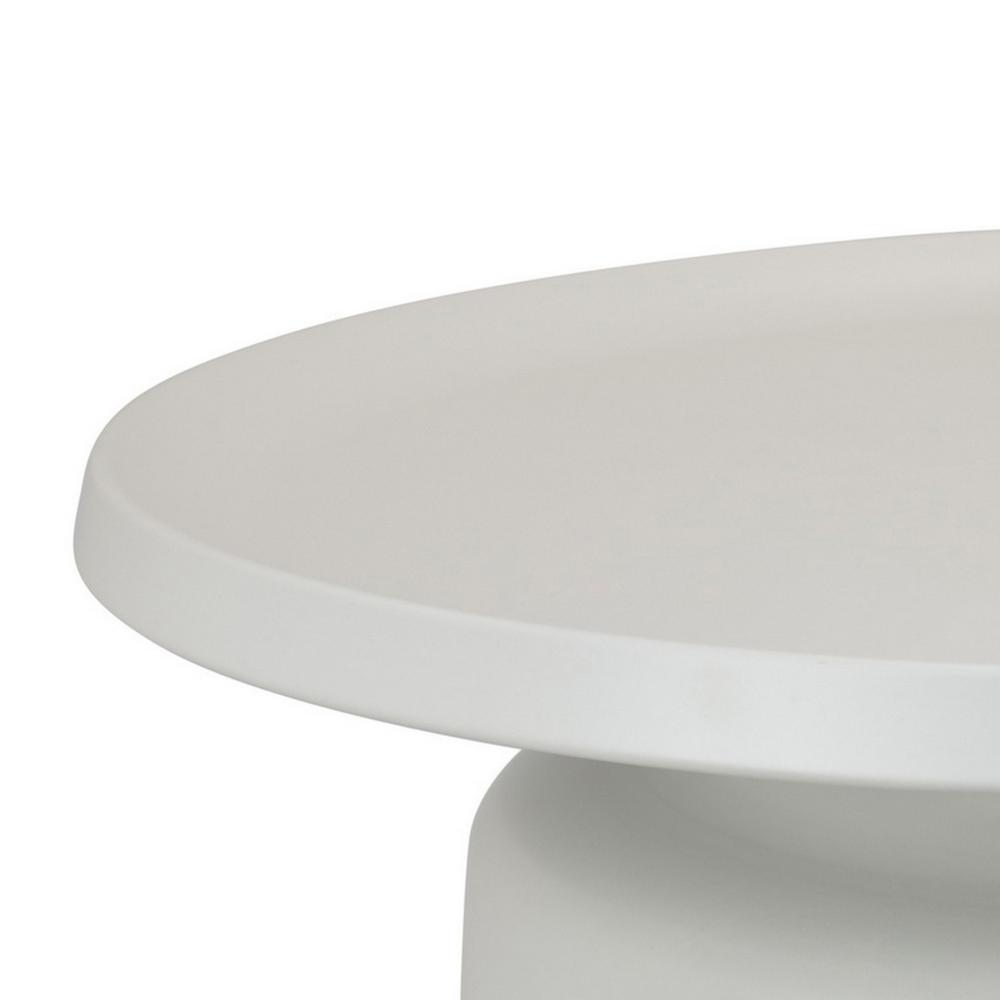 Ricca Plant Stand Table, White Metal, Round 29" Top, Pedestal Base