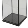 Laila Lantern Black Metal Frame Glass Panels Square Base 20’’ Tall