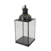 Laila Lantern Black Metal Frame Glass Panels Square Base 18’’ Tall