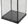 Laila Lantern Black Metal Frame Glass Panels Square Base 18’’ Tall
