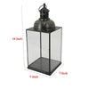 Laila Lantern Black Metal Frame Glass Panels Square Base 18’’ Tall