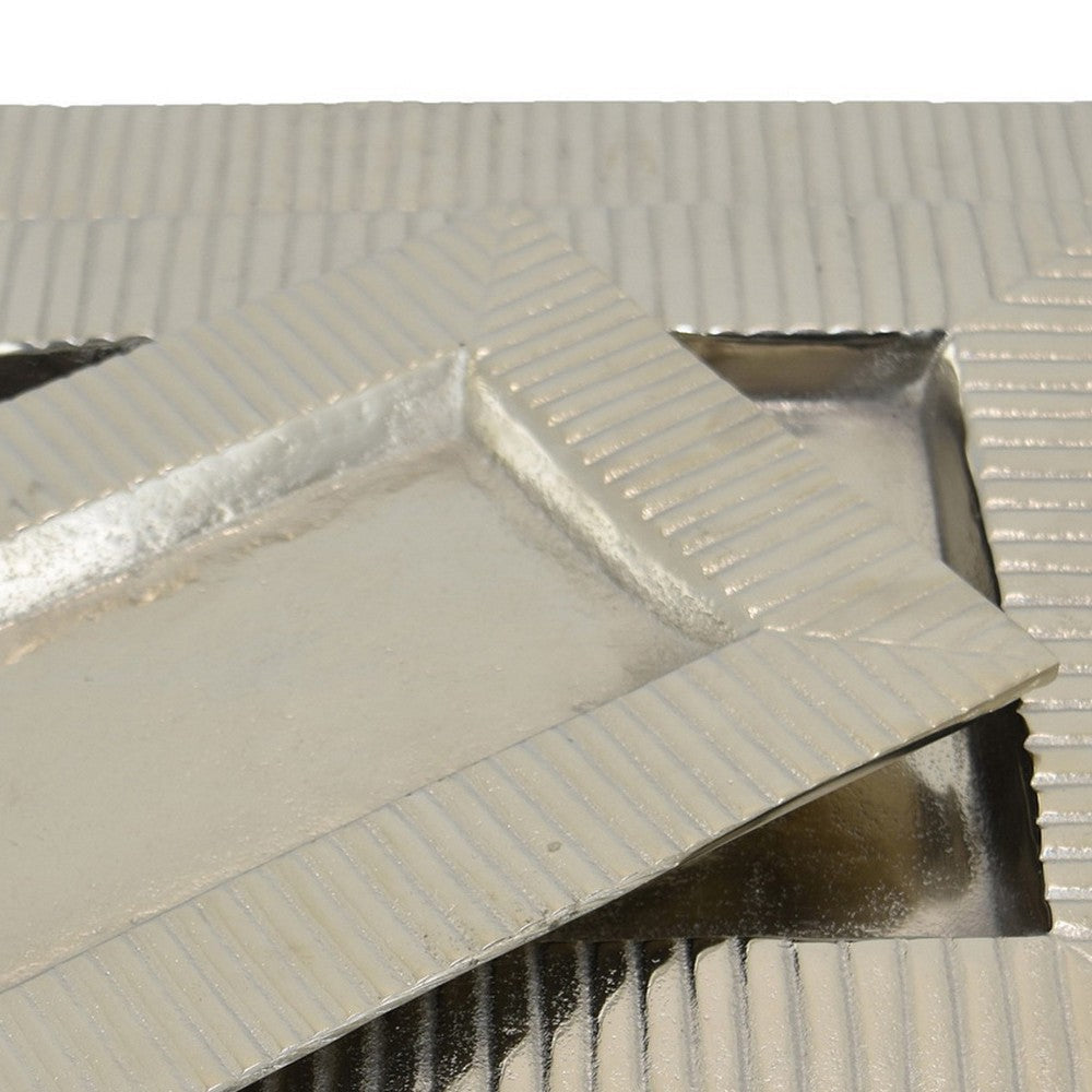 Nancy Tray Set of 3 Wavy Edges Silver Metal Frames Rectangular BM324610