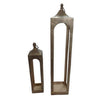 Akira Tabletop Candle Holder Lantern Set of 2, Gold Metal, Top Hook