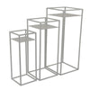 Sano Plant Stand Table Set of 3, Mesh Pattern, White Metal, Square