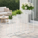 Sano Plant Stand Table Set of 3, Mesh Pattern, White Metal, Square