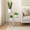 Sano Plant Stand Table Set of 3, Mesh Pattern, White Metal, Square