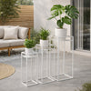 Sano Plant Stand Table Set of 3, Mesh Pattern, White Metal, Square