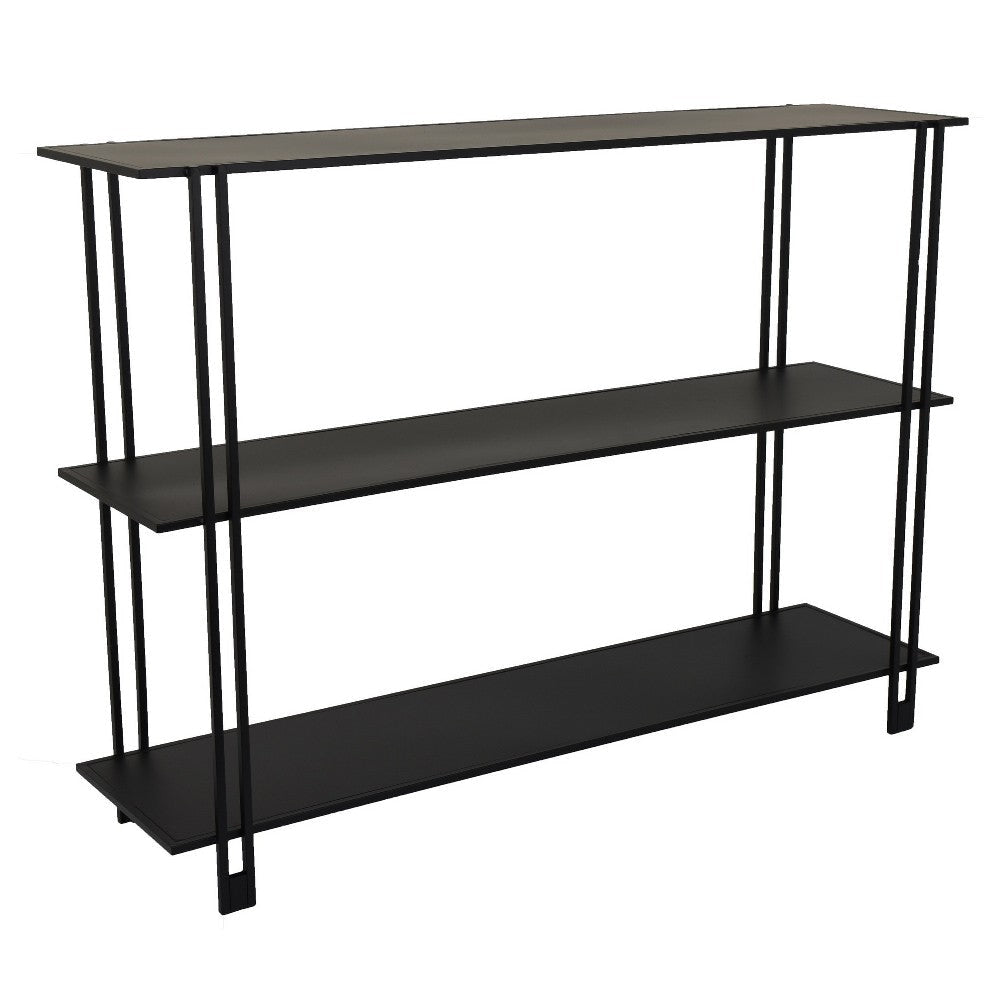 Rasha 3 Tier Storage Rack Rack, Spacious Shelves, Black Metal, 44"