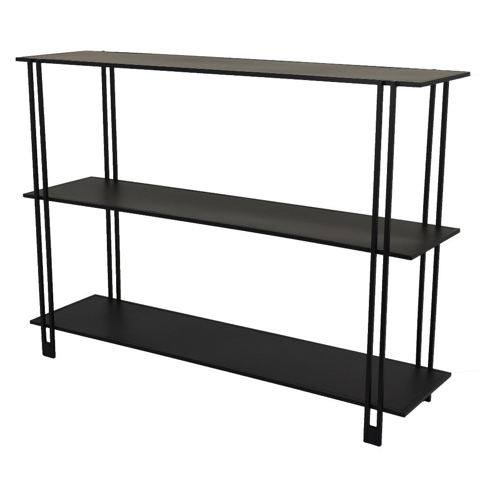 Rasha 3 Tier Storage Rack Rack Spacious Shelves Black Metal 44’’