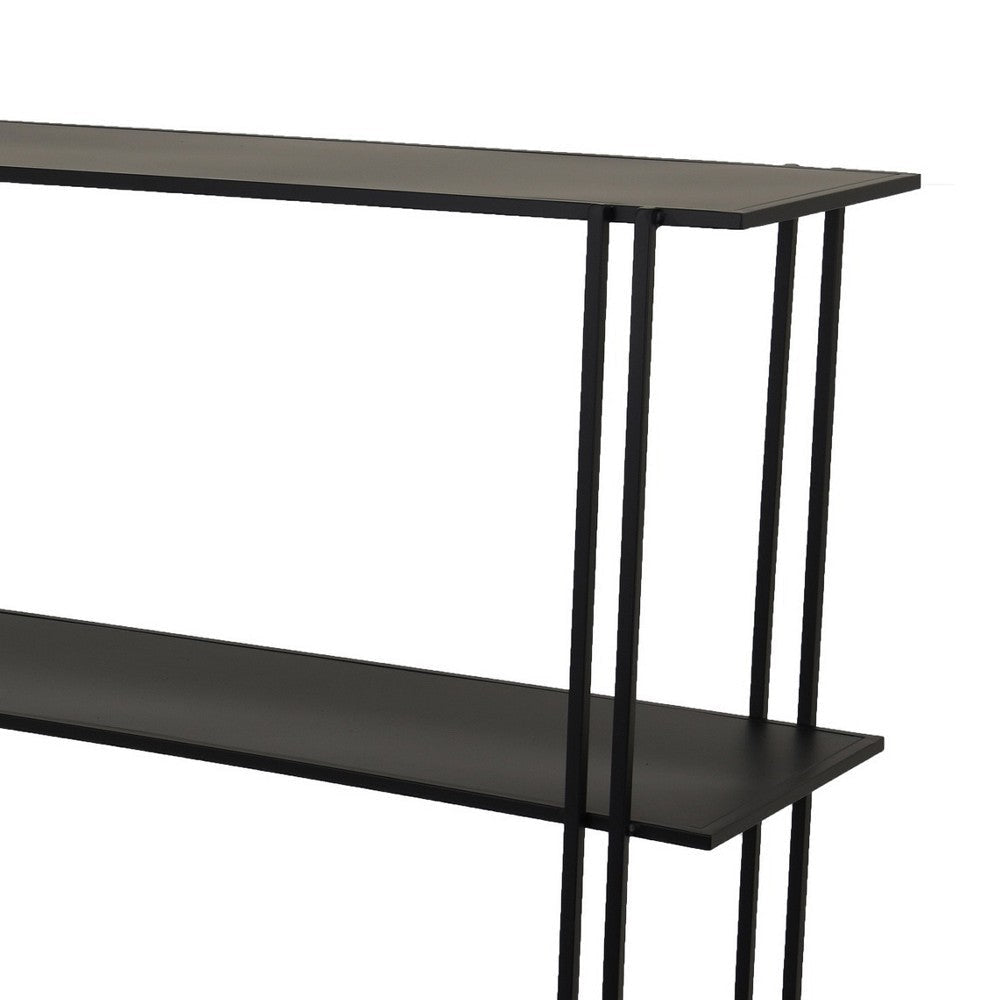 Rasha 3 Tier Storage Rack Rack Spacious Shelves Black Metal 44’’