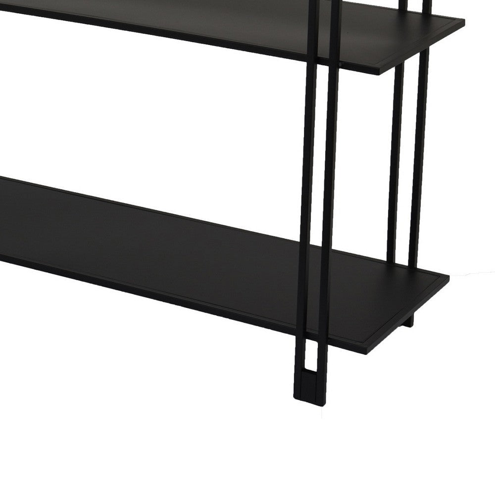 Rasha 3 Tier Storage Rack Rack Spacious Shelves Black Metal 44’’