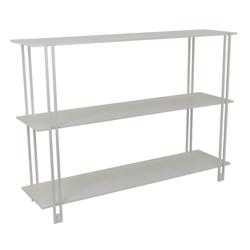 Rasha 3 Tier Storage Rack Rack, Spacious Shelves, White Metal, 44"