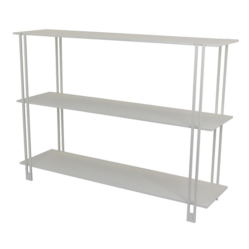 Rasha 3 Tier Storage Rack Rack Spacious Shelves White Metal 44’’