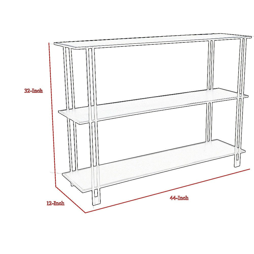 Rasha 3 Tier Storage Rack Rack Spacious Shelves White Metal 44’’
