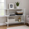 Rasha 3 Tier Storage Rack Rack, Spacious Shelves, White Metal, 44"