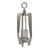 Brie Candle Holder Lantern, 27", Silver Metal Frame, Glass Shade