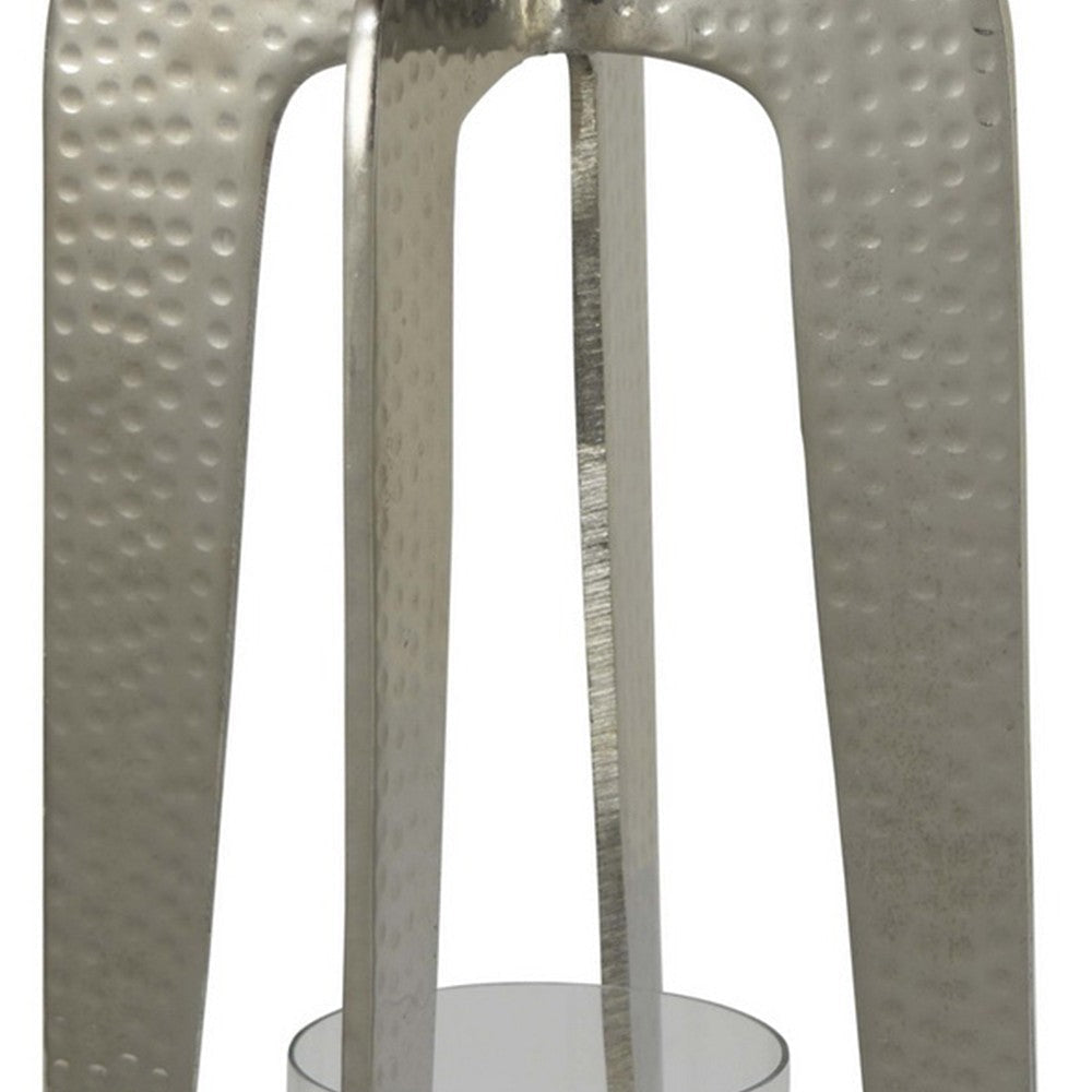 Brie Candle Holder Lantern 23’’ Silver Metal Frame Glass Shade BM324637