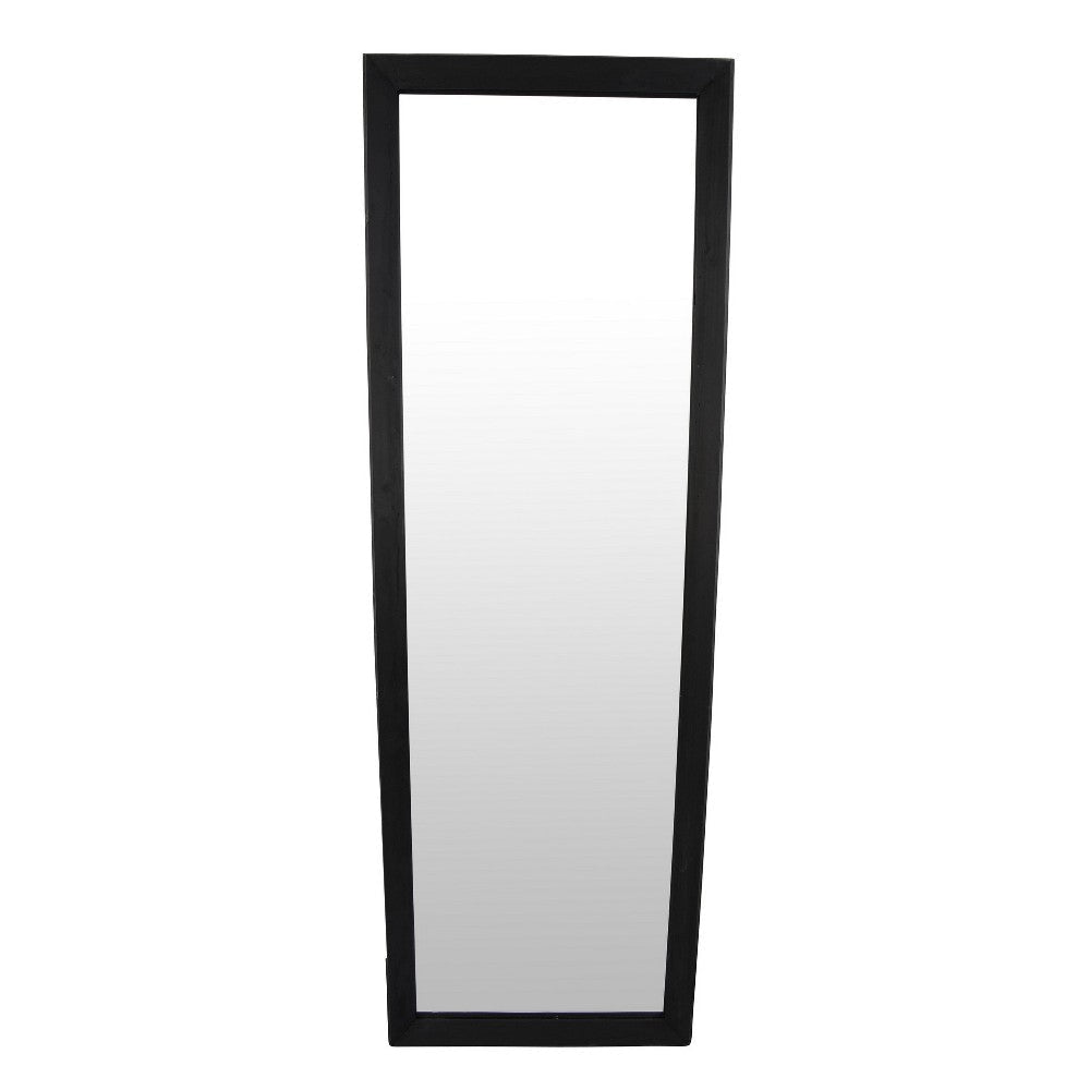 Wall-Mounted Mirror with Tall Rectangular Frame, 24 x 71, Black Metal