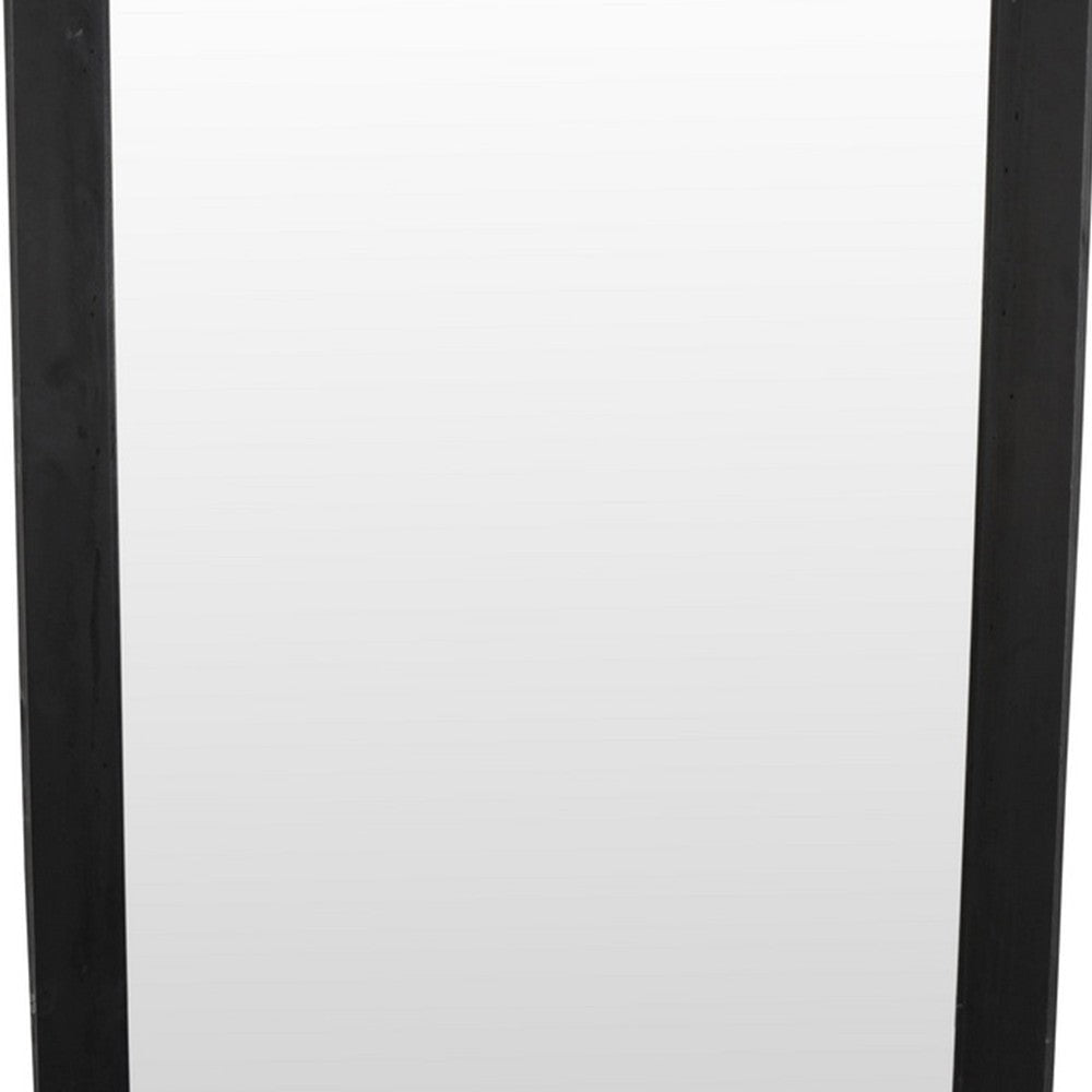 Wall-Mounted Mirror with Tall Rectangular Frame 24 x 71 Black Metal BM324658