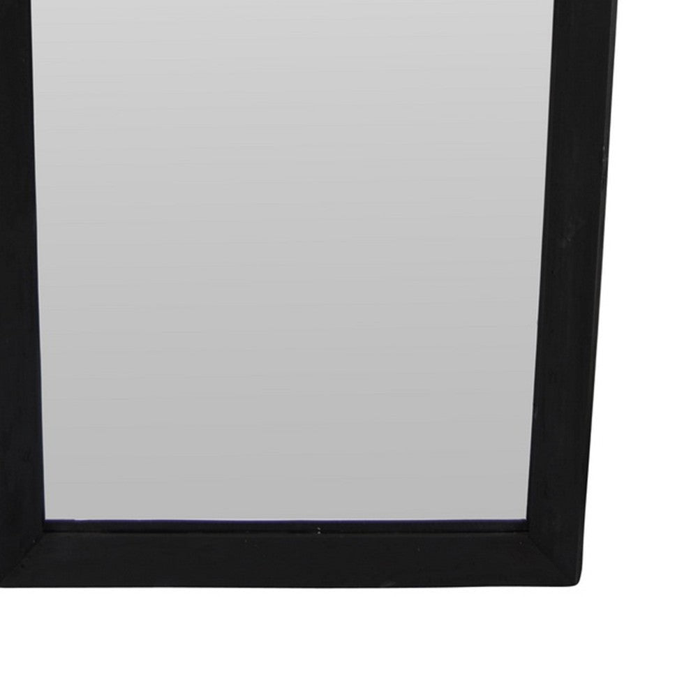 Wall-Mounted Mirror with Tall Rectangular Frame 24 x 71 Black Metal BM324658