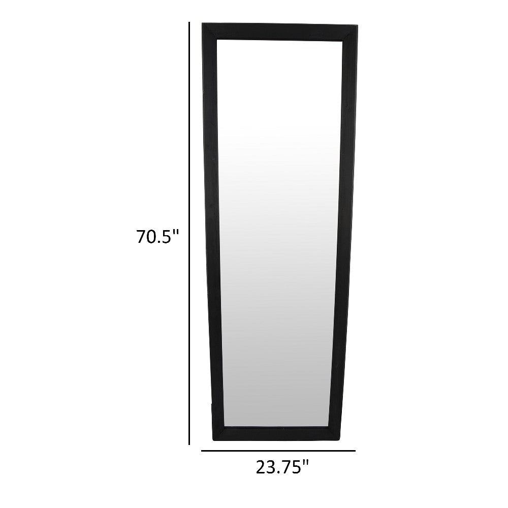 Wall-Mounted Mirror with Tall Rectangular Frame 24 x 71 Black Metal BM324658