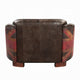 Bran Loveseat 50’’ Union Jack Flag Brown and Gray Top Grain Leather BM324661