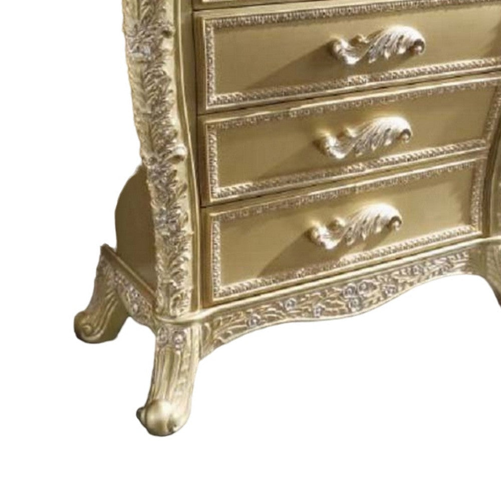 Otis Tall Dresser Chest with 6 Drawers Classic Scrolled Gold Wood BM324664