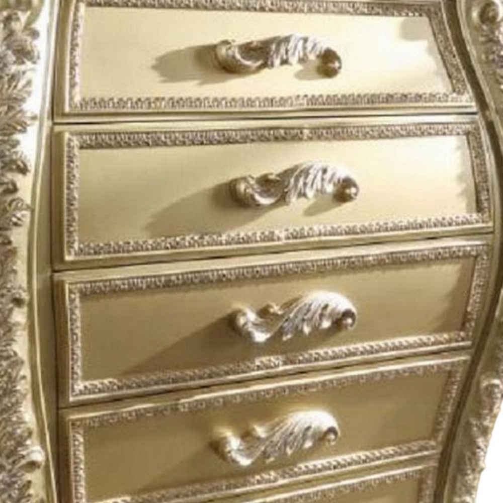 Otis Tall Dresser Chest with 6 Drawers Classic Scrolled Gold Wood BM324664