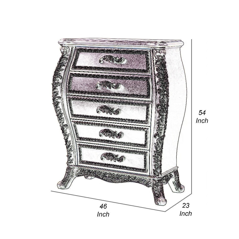 Otis Tall Dresser Chest with 6 Drawers Classic Scrolled Gold Wood BM324664