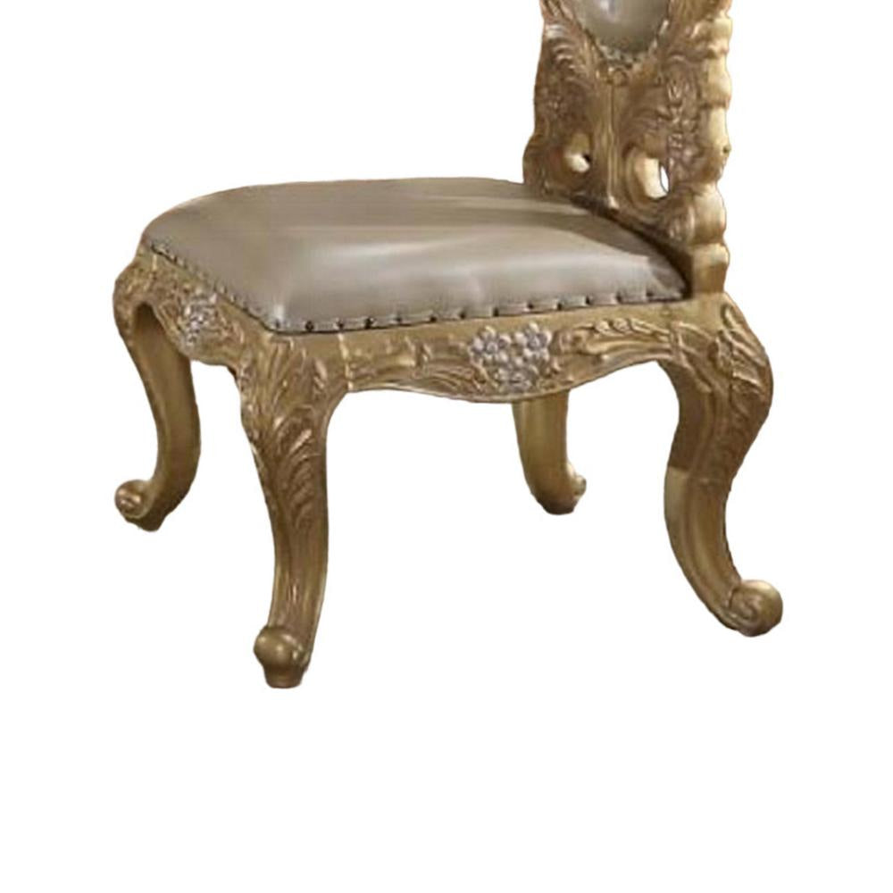 Otis Side Dining Chair Set of 2 Classic Light Gold Tufted Faux Leather BM324665