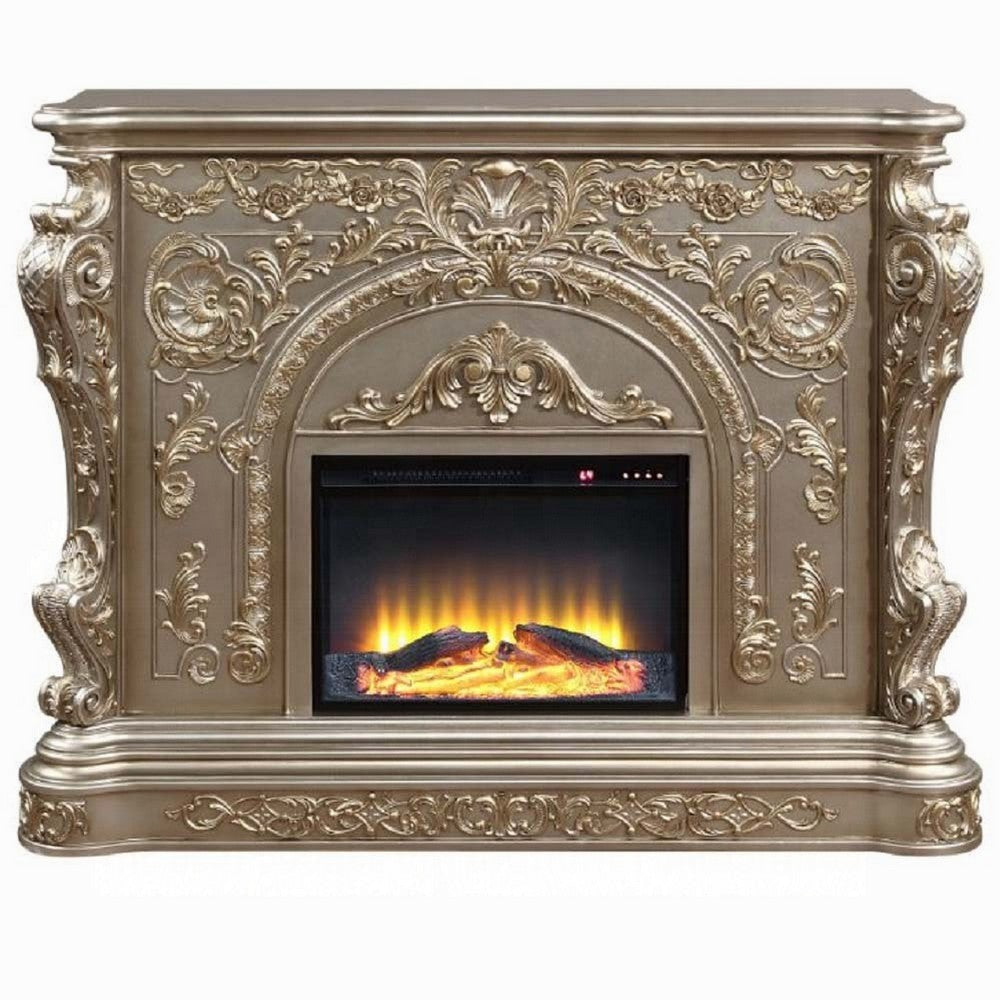 Mas LED Electric Fireplace Touch Panel 69 Inch Classic Silver Resin BM324666