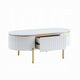 Tyce Oval Coffee Table with Drawer 47 Inch Glossy White Gold Metal BM324667