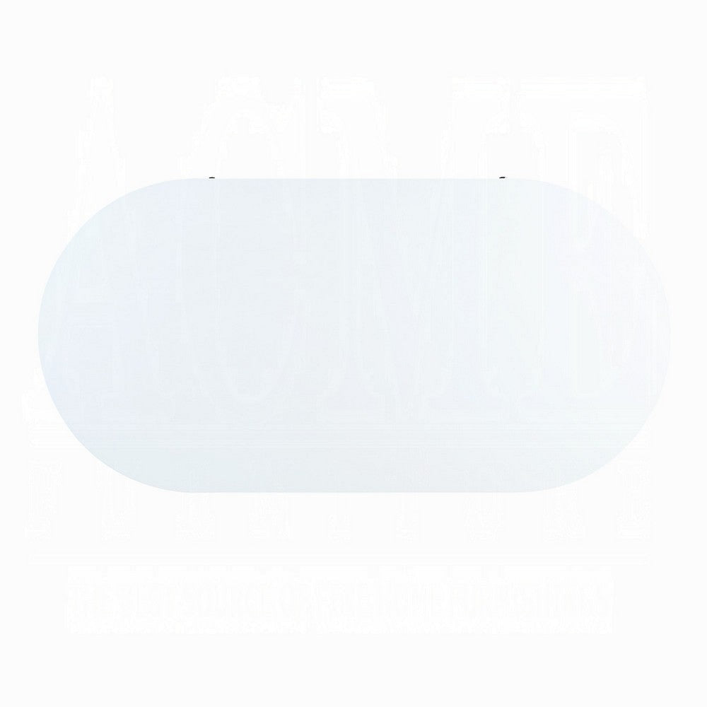Tyce Oval Coffee Table with Drawer 47 Inch Glossy White Gold Metal BM324667