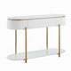 Tyce Sofa Table with Drawer Shelf 47 Inch Glossy White Gold Metal BM324669