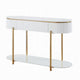 Tyce Sofa Table with Drawer Shelf 47 Inch Glossy White Gold Metal BM324669