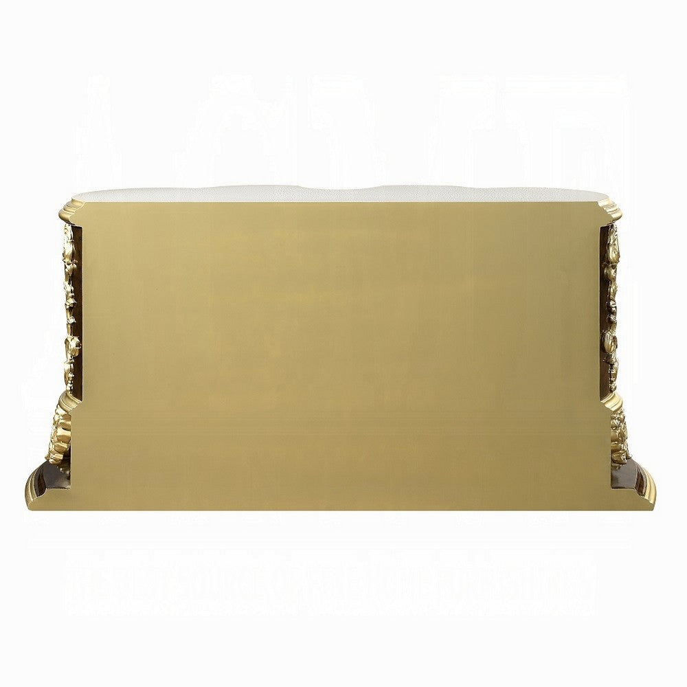 Mara Wide Dresser Chest with 6 Drawers and 2 Doors Gold Brown Wood BM324671