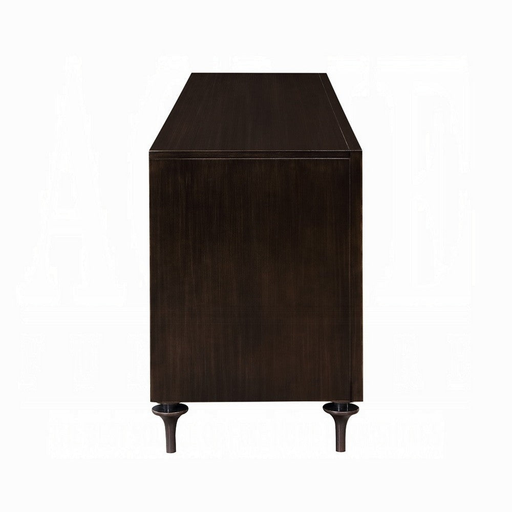 88 Inch Console Cabinet 5 Doors Bronze Legs Espresso Brown BM324673