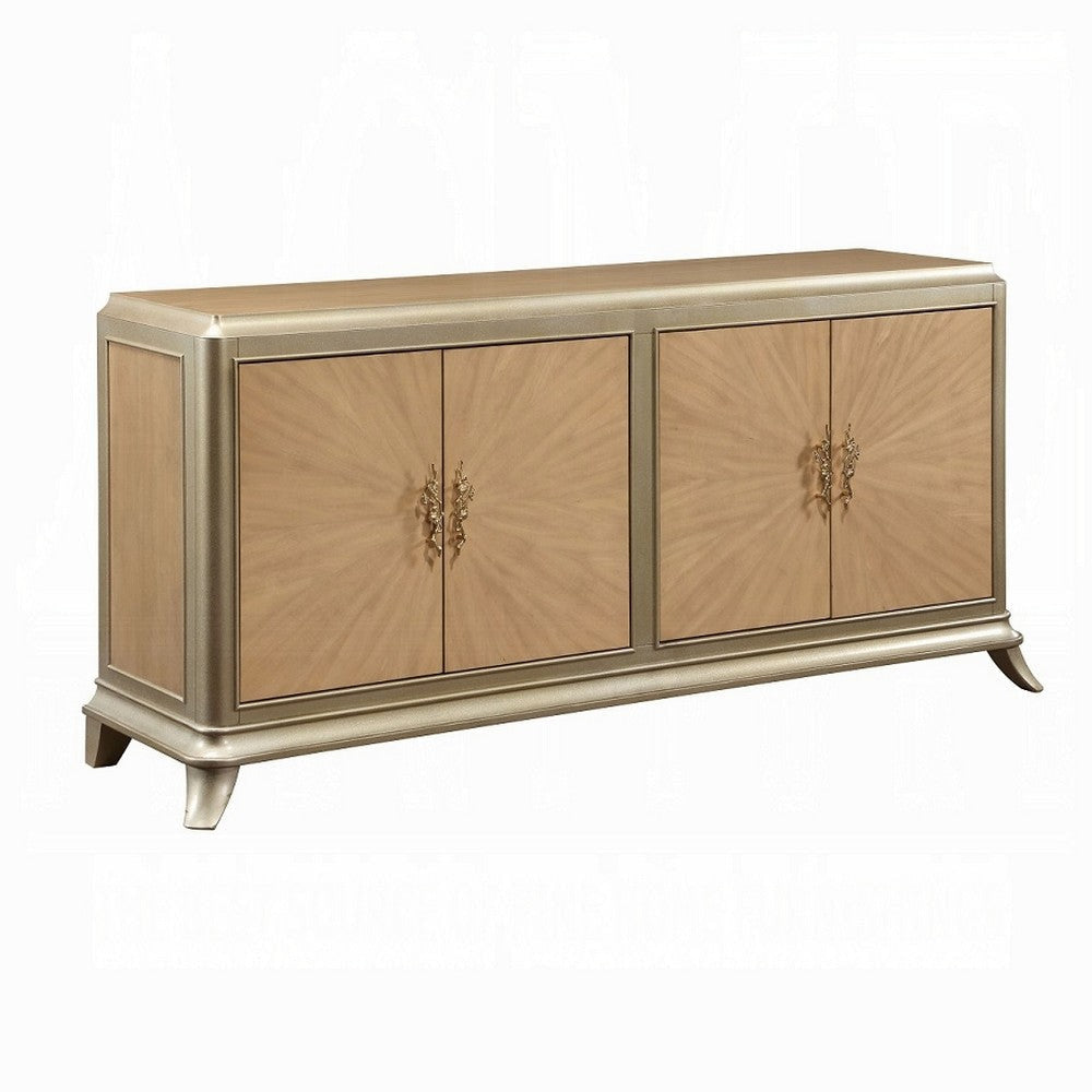 Sideboard Buffet Console with 2 Dual Door Cabinets, 73 Inch Brown Wood