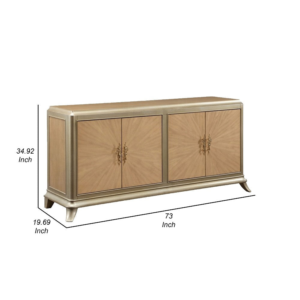 Sideboard Buffet Console with 2 Dual Door Cabinets 73 Inch Brown Wood BM324674