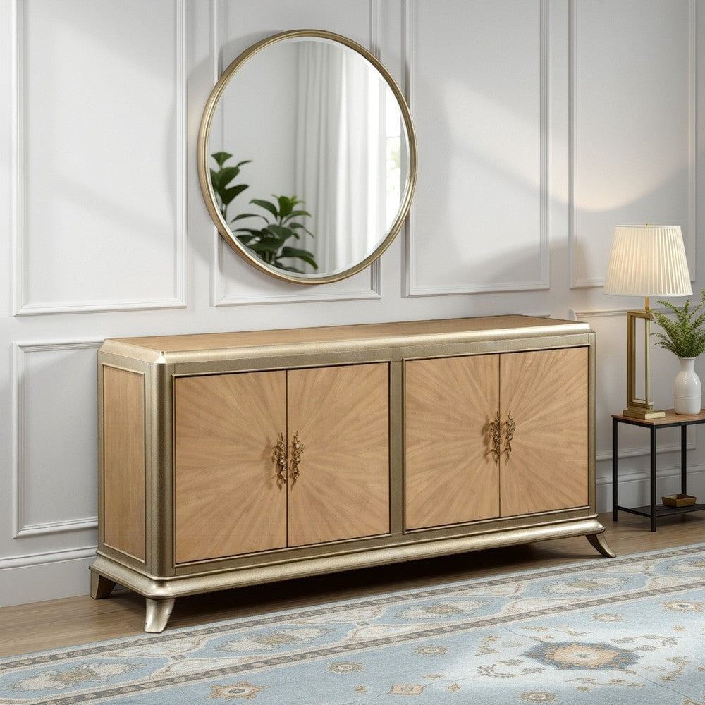 Sideboard Buffet Console with 2 Dual Door Cabinets, 73 Inch Brown Wood