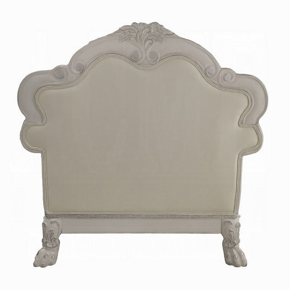 Ally Accent Chair with Claw Feet Bone White Tufted Faux Leather BM324675