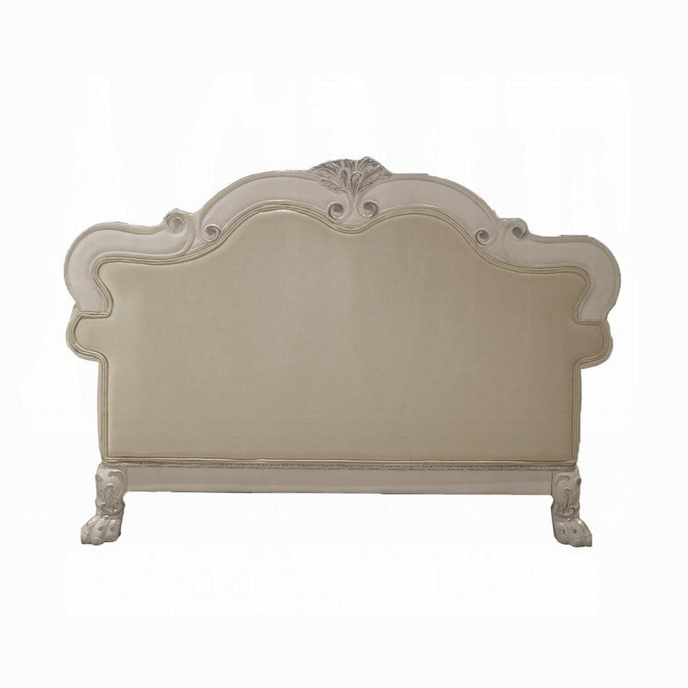 Ally Loveseat with 3 Pillows 64’’ Wood Vintage White Faux Leather BM324676
