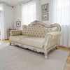 Ally Sofa, 4 Pillows, 86" Wood, Claw Feet, Vintage White Faux Leather