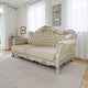 Ally Sofa, 4 Pillows, 86" Wood, Claw Feet, Vintage White Faux Leather