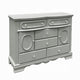 Auri Kids Wide Dresser Chest with 6 Drawers, Scalloped Base, Gray Wood