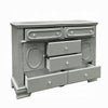 Auri Kids Wide Dresser Chest with 6 Drawers Scalloped Base Gray Wood BM324682