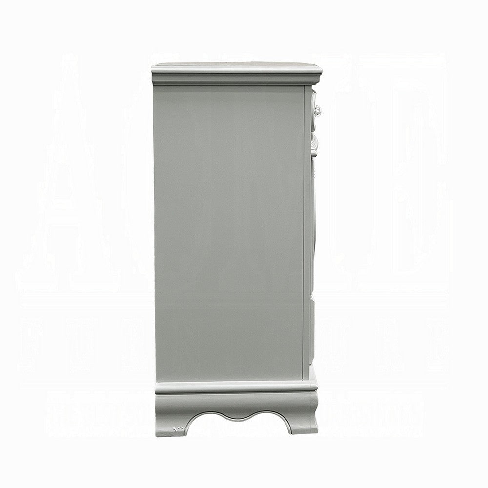 Auri Kids Wide Dresser Chest with 6 Drawers Scalloped Base Gray Wood BM324682
