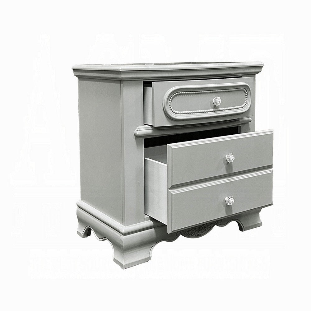 Auri Kids Nightstand 3 Drawers and Scalloped Base 27’’ Gray Wood Frame BM324683