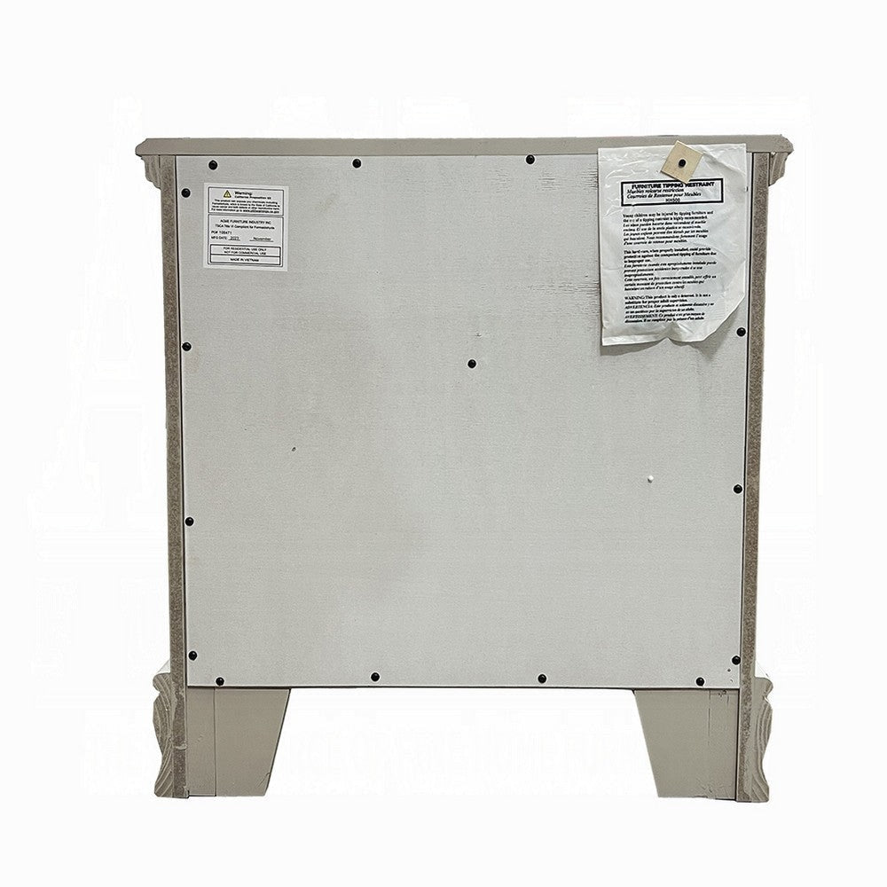 Auri Kids Nightstand 3 Drawers and Scalloped Base 27’’ Gray Wood Frame BM324683