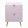 Tyra Nightstand Geometric 2 Drawers Gold Metal Legs 25’’ Pink Wood BM324684